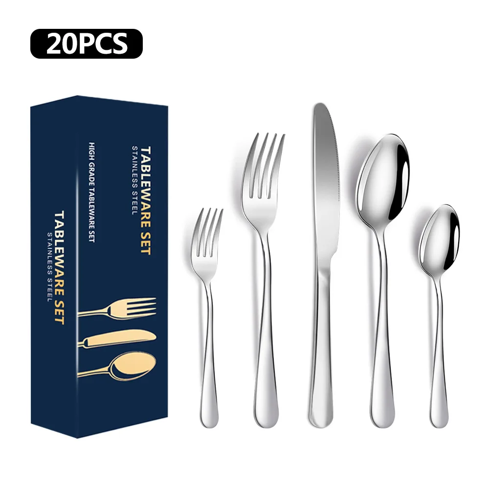 20 Piece Silverware Flatware Set Stainless Steel Cutlery Service For 4 ...