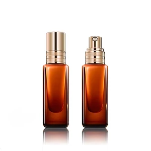 25ml Wholesale Best Price Cosmetic Packaging square Amber clear Empty Serum Lotion Foundation Glass Bottle with Pump