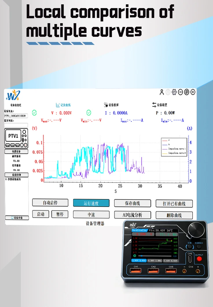 Weixiuzhe Ptv1 Power Supply Local Traceback & Playback of Curve Data Al-powered Current Data Analysis for Phone Repair Tool