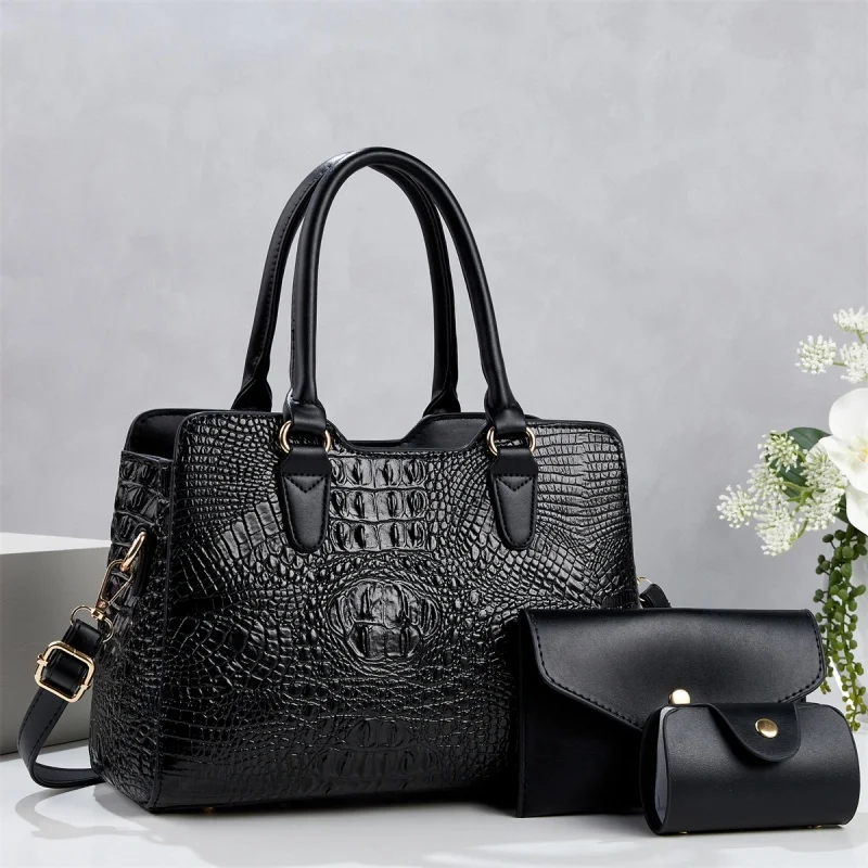 2026 New PU Crocodile Pattern Waterproof Lightweight women bag tote handbag