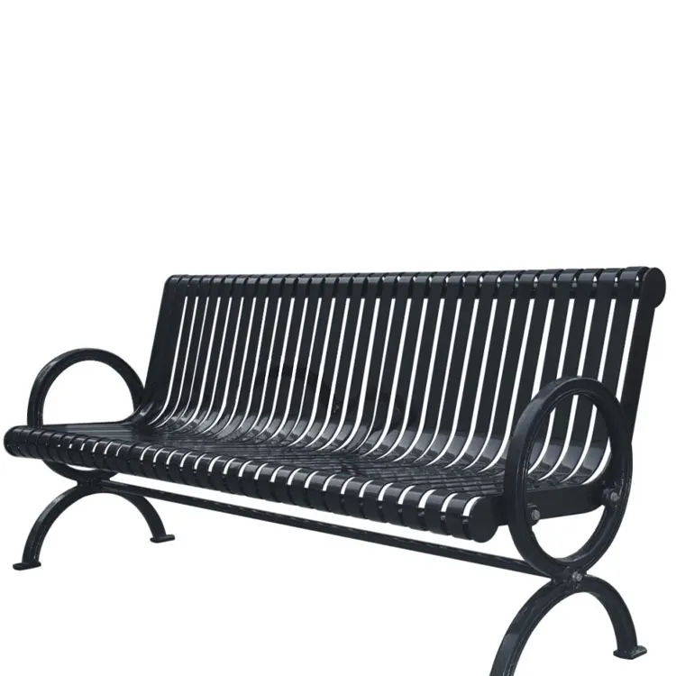Custom Traditional Outdoor Garden Black Red Metal Durable Lawn Bench with Backrest