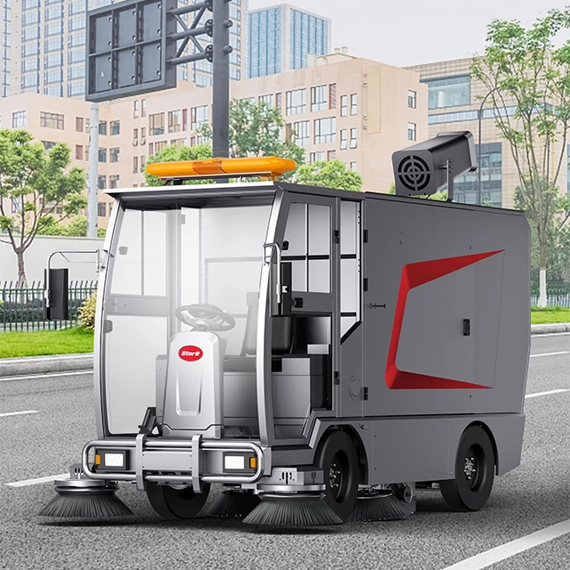 Electric Closed Cab Floor Sweeper Driving Type Road Sweeper Street Cleaning Machine