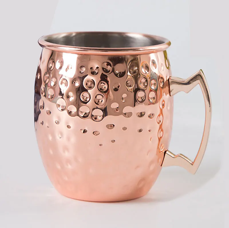 Hot Selling Rose Gold Moscow Mule Mugs Hammered Cups Glass Copper