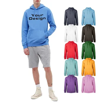 Custom Screen Print Mens Hoodie Reverse Contrast Stitch Hooded Pullover Streetwear Sweatshirt Stitching Casual Hoodies