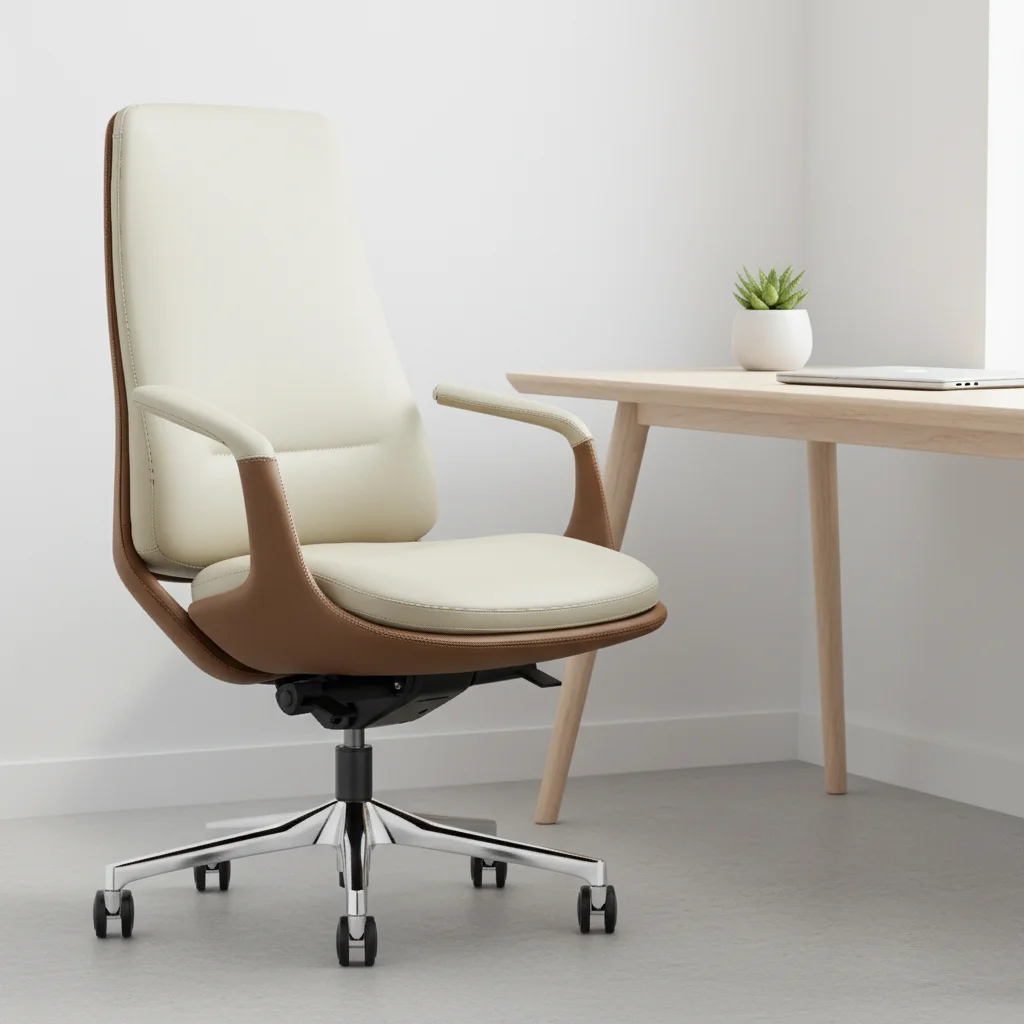 Premium Quality Leather Executive Office Chair-Modern Ergonomic Design Adjustable Height 6