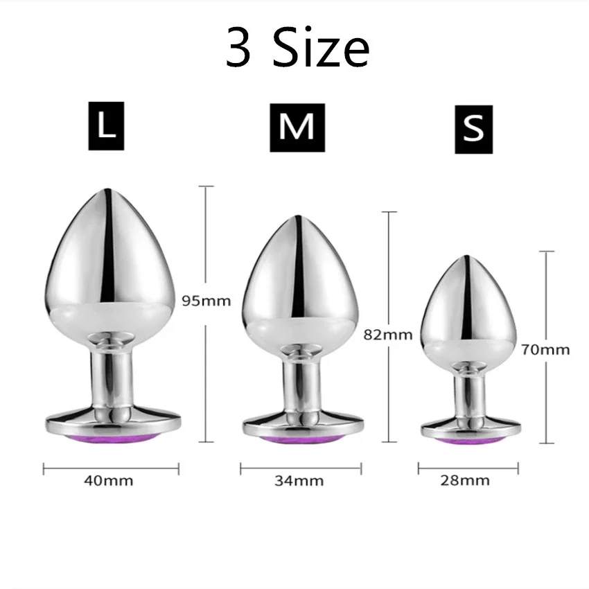 3pcsset S M L Metal Anal Plug Stainless Butt Plug Fetish Adult Anal Sex Toys Heart Crystal 2195