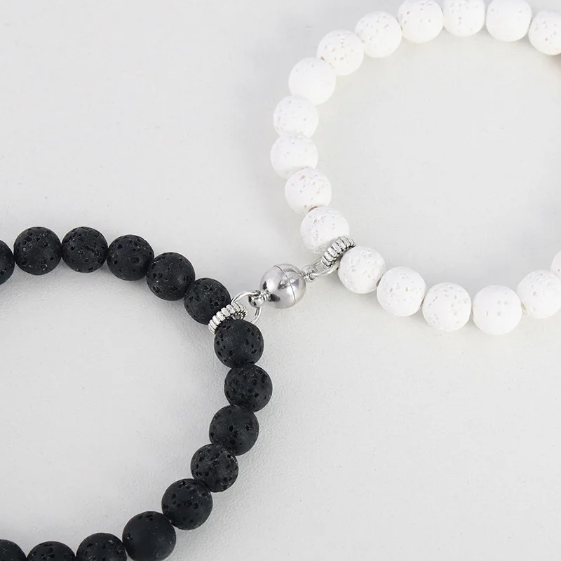 Wholesale Beaded Couple Bracelet Frosted Stone Turquoise Magnet Bracelet Natural Stone Men and Women Lover Bracelets