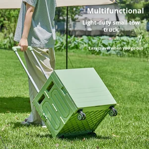 Small Folding Outdoor Camping and Supermarket Shopping Cart Single Tier Push Cart for Market Grocery for Snacks Food Stall Use