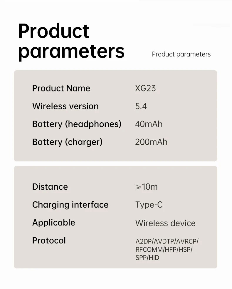 XG23 OWS Wireless Earbuds with CE FCC Rohs Optional Translation Function Sport Open Earh aperçu 6