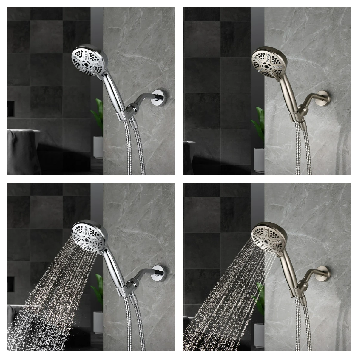 High Pressure Handheld Shower Set With Handheld Shower Heads Hose And