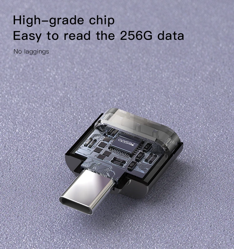 GS19 YESIDO Fast Data Reading Writing for Mobile Phone Type C USB OTG Writer Card Reader