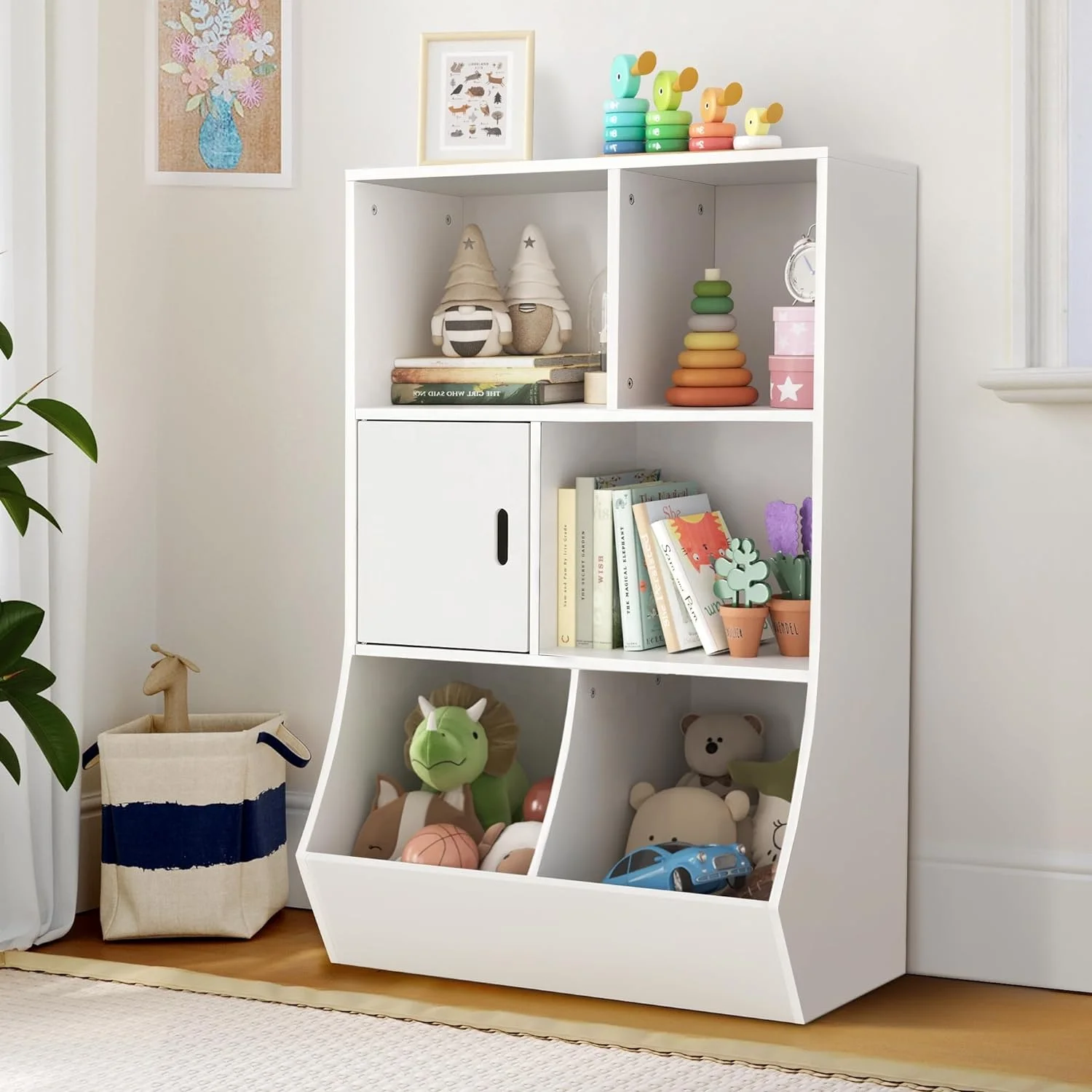 Kinderbücherregal und Spielzeugaufbewahrung, 3-stöckiger Kinder-Spielzeug -Organizer-Schrank mit Tür, Kleinkind-Bücherregal mit 6 Fächern| Alibaba.com