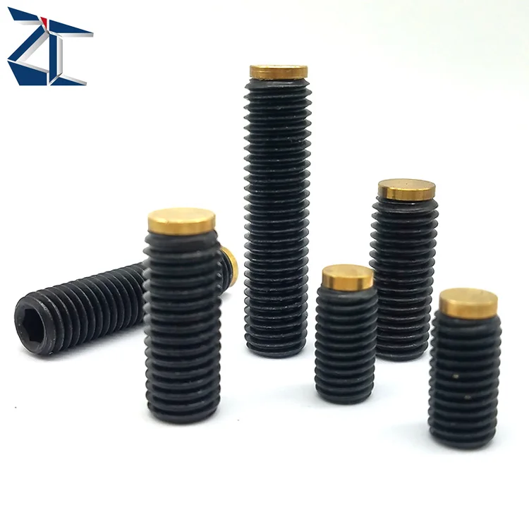 High Quality Customization Stainless Steel Black Metal Copper Head nylon tip set screw With Brass Tip Point