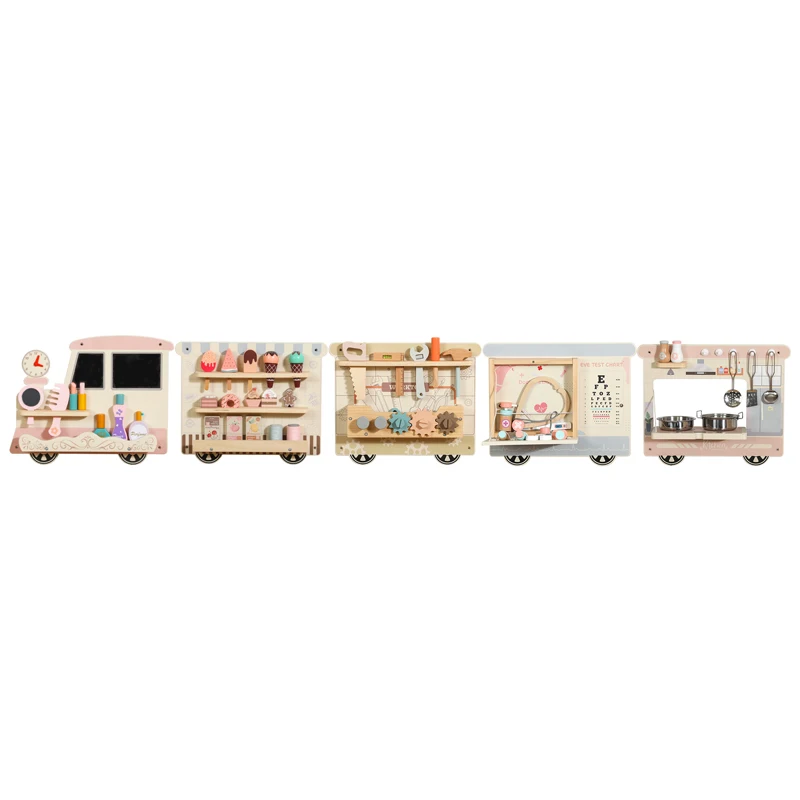 2025 Products Wooden Little Train Wall Game Montessori Tool Car Small Train Princess Makeup Set Doctor Toy Set  for Children CE