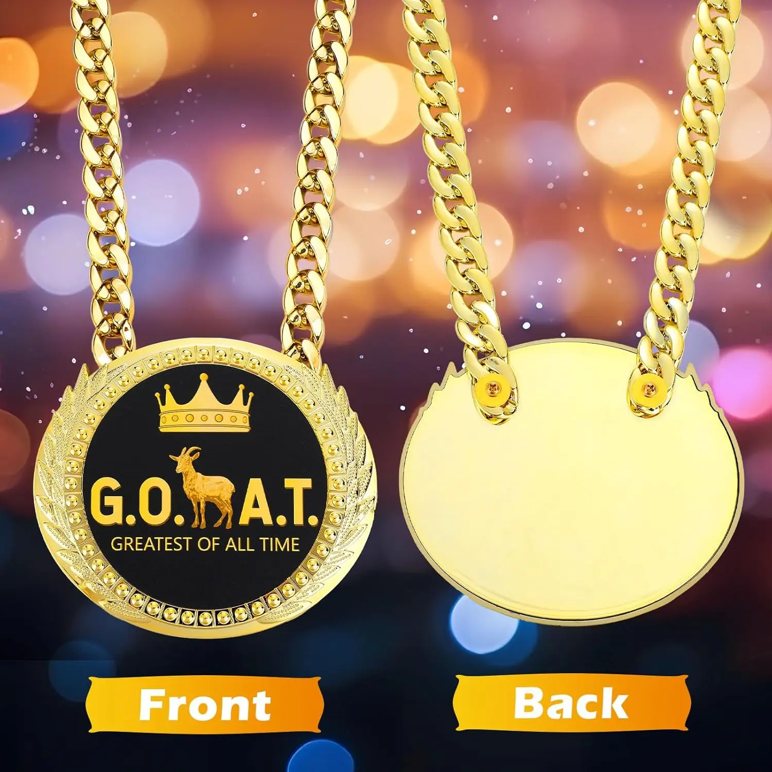 Custom Gold Champ Goat Medal Necklace | Turnover Chain for Football MVP ...