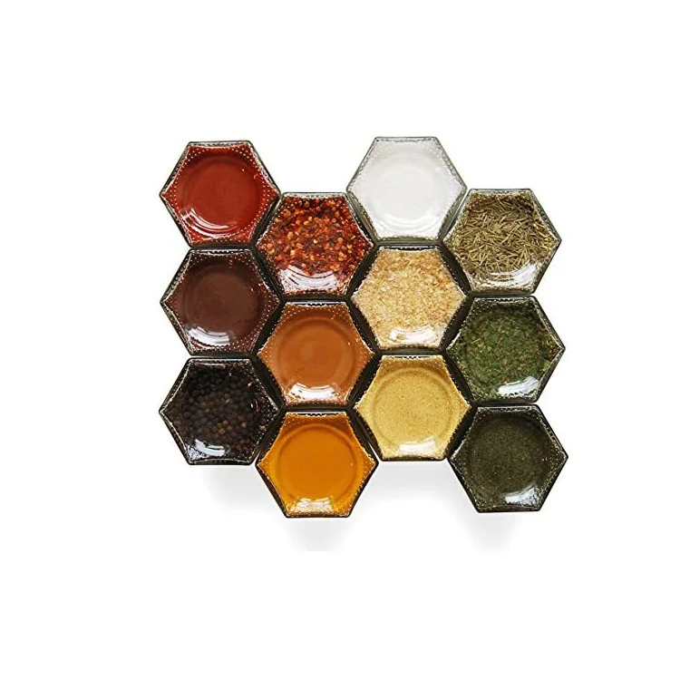 Kitchen Organic Small Storage Mini Spice Jars Hexagon Glass Spice