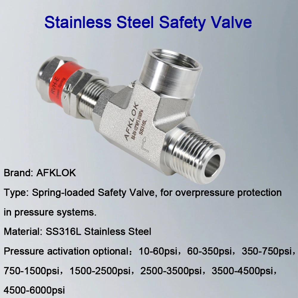 安全弁ステンレス鋼1/8in 1/4in 3/8in 1/2inガス高圧安全バルブ圧力リリーフバルブ工業用60-350psi 1個 BSP オス 304 ステンレス 自動エアベント 安全リリース 圧力リリーフバルブ パイプライン 給湯(1 BSPT DN25