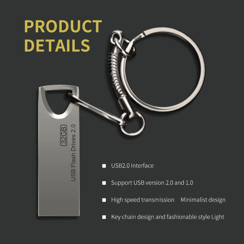 New Style mini Metal 32GB USB Flash Drives USB2.0 16GB 128GB 4GB 128MB 64GB pendrives U disk - ANKUX.COM