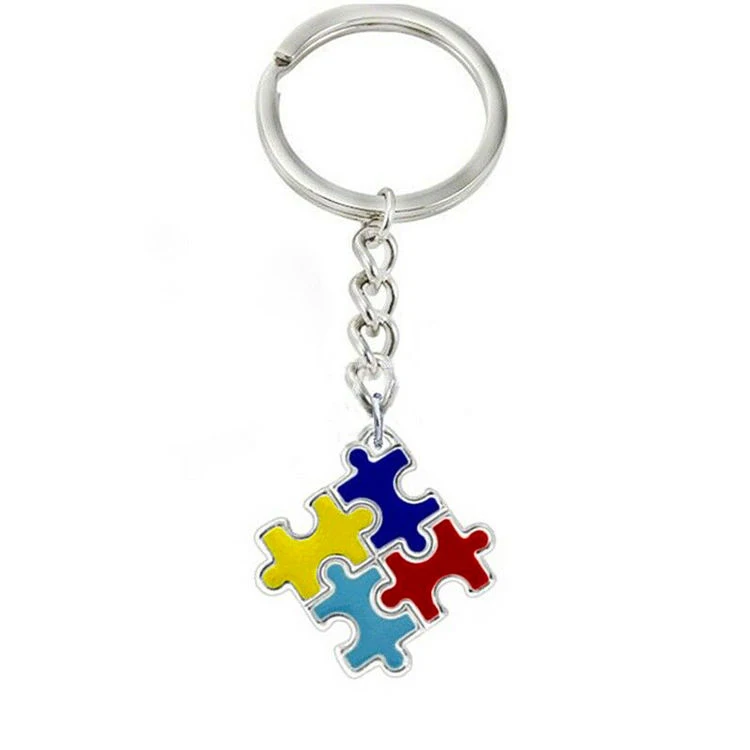 Cute Pretty Enamel Autism Keychain Personalized Charms Wholesale Custom Autism Awareness Metal Luxury Designer Keychains