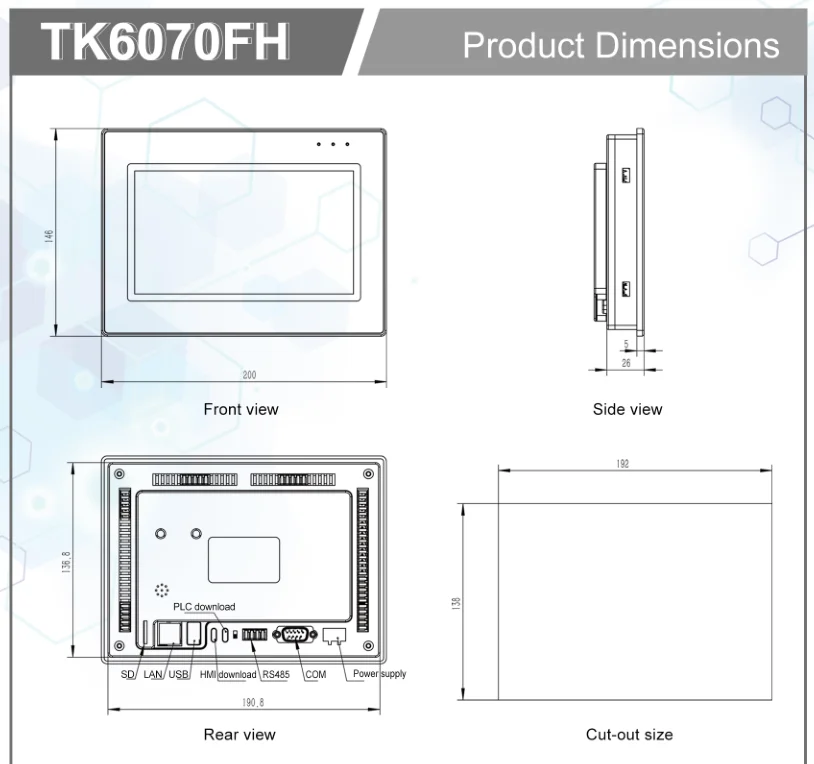Coolmay TK6070FH 7inch HMI Full Color LCD Display Touch Screen