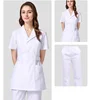 white lab suit with suit collar