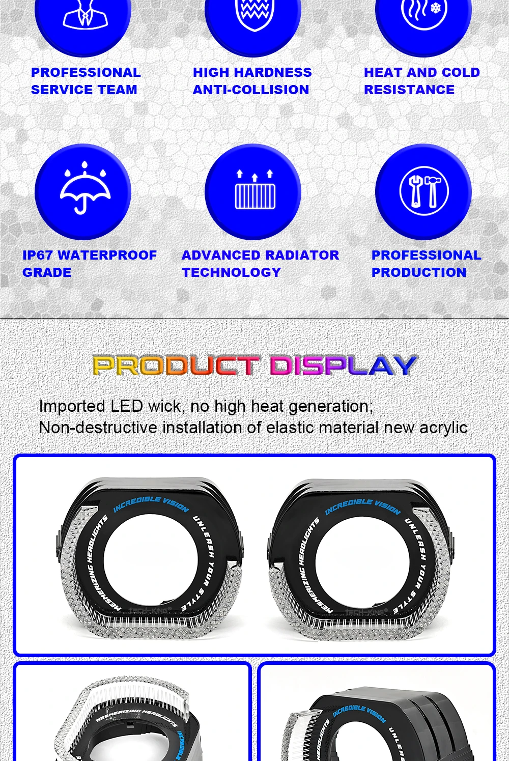 Car LED Angel Eye 2.5/3.0 Inch Shrouds with RGBW Angel Eyes & 5D Lighting for Projector Headlight Decoration New Condition Lamp