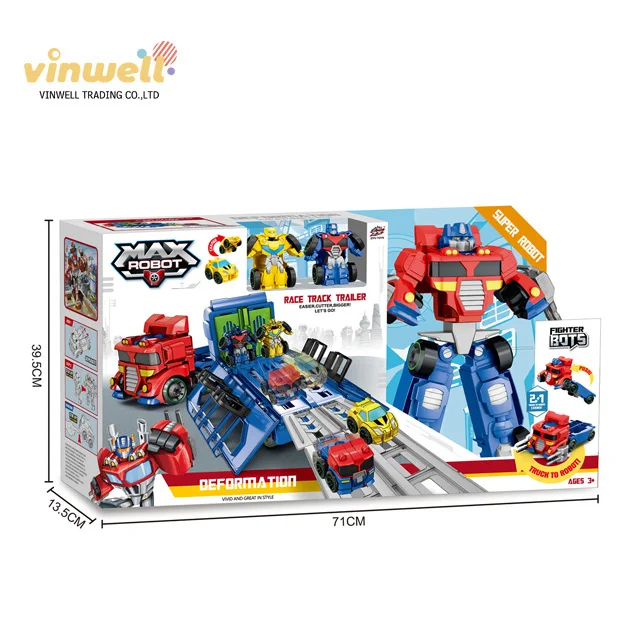 3 Color Max Robot Tractor Game Car Game with Carriage and Flash Deformation Robot Car