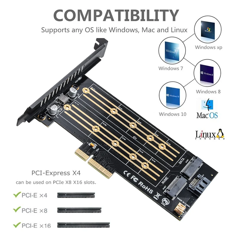Fideco ngff nvme pcie m 2 mkey bkey pcie 3 0 16x 8x 4x riser 