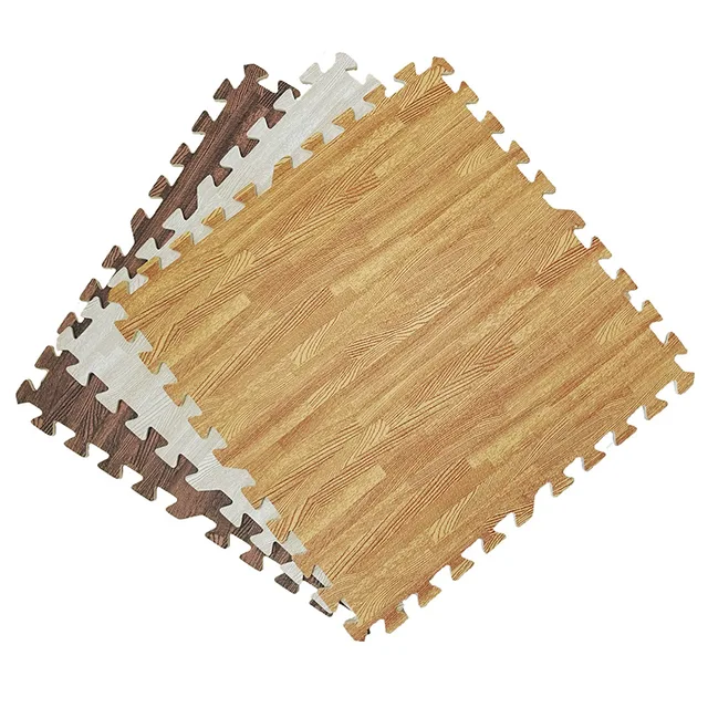 Non Toxic EVA Floor Mat Printed Wood Grain Floor Tiles EVA Interlocking Puzzle Mat