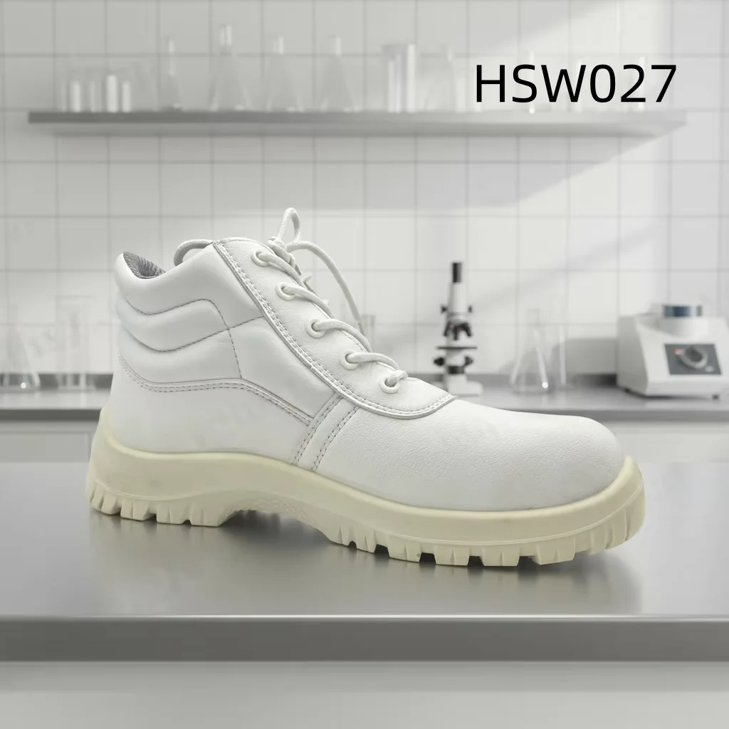 BTY,Food Processing Anti-oil Durable White Safety Shoes Biological Lab PU/PU Injection Sole ESD Work Clogs in Germany HSW027