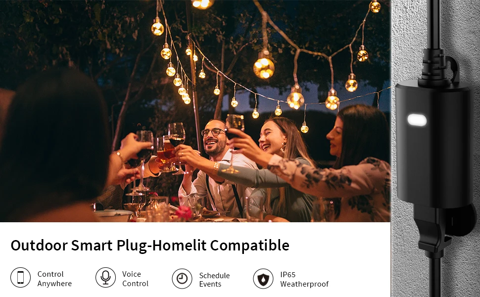 ETL FCC HomeKit Compatible Mini Size Smart Power Socket Plug IP65 Outdoor US Voice Control with WiFi EU Plug Type for Home Use