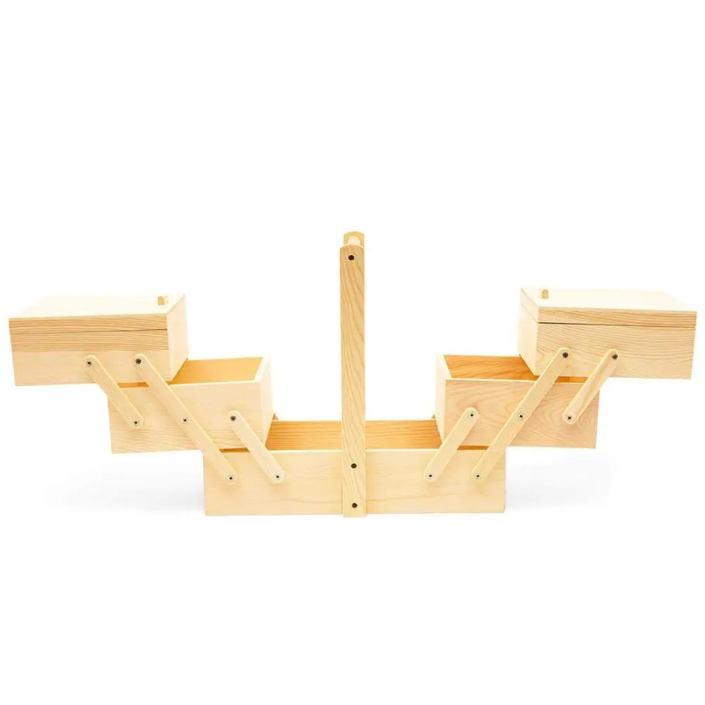 Wood Sewing Box 3 Tier Organizer