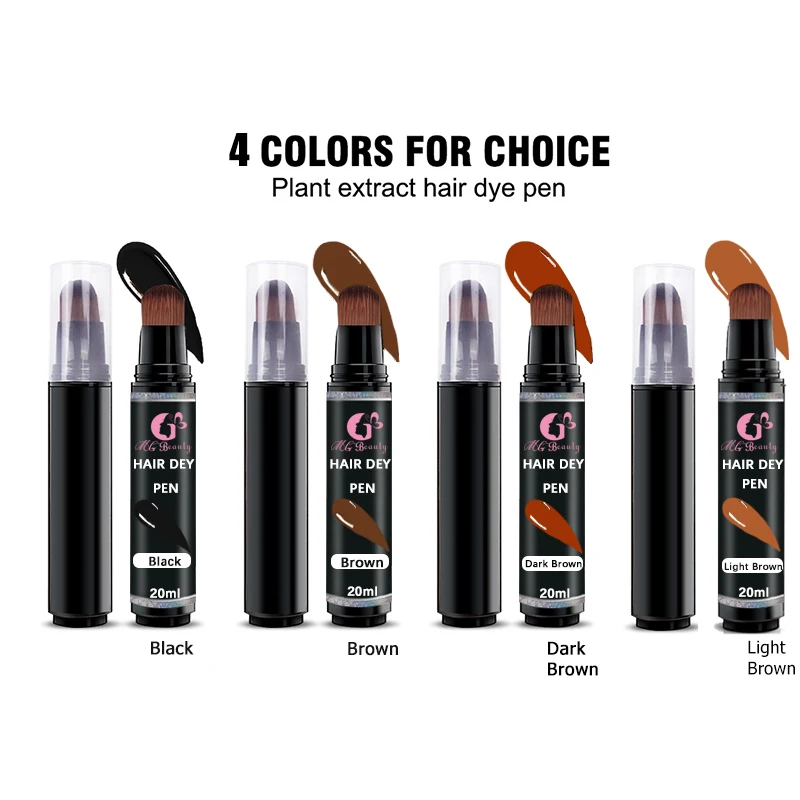 Private Label Custom Logo Permanent Color Hair Dye Pen Gel Root Touch up Stick Powder to Cover Gray Hair Dark Brown