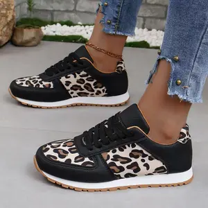 Leopard Print Casual Women's Single Shoes, Thick-soled Multi-color Low-top Sports Shoes, Spring and Autumn Style Casual Shoes