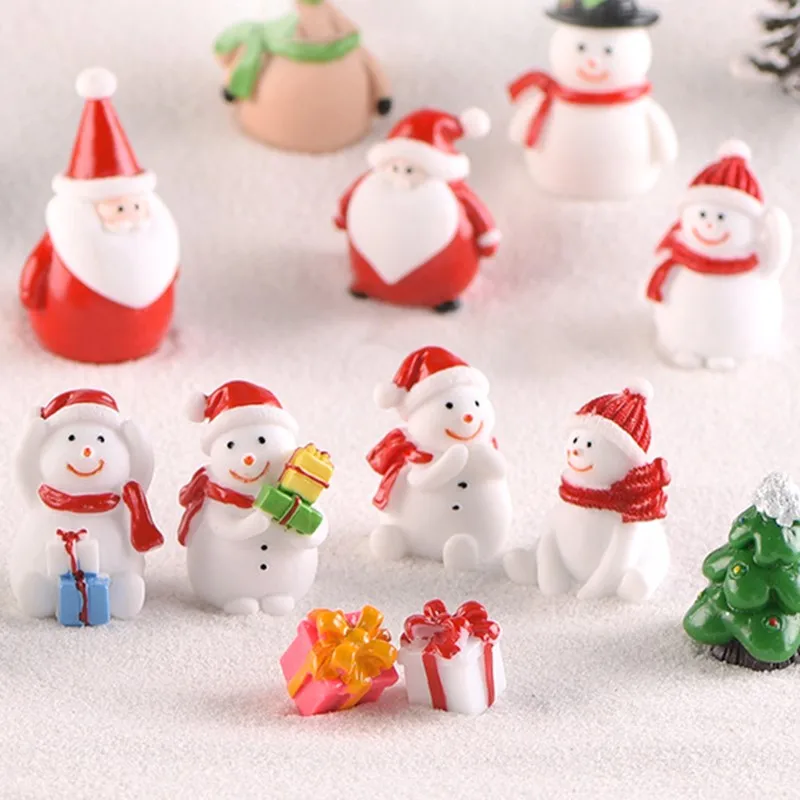 Micro Landscape Miniature Snowman Santa Claus Christmas Figurines Xmas Tree 