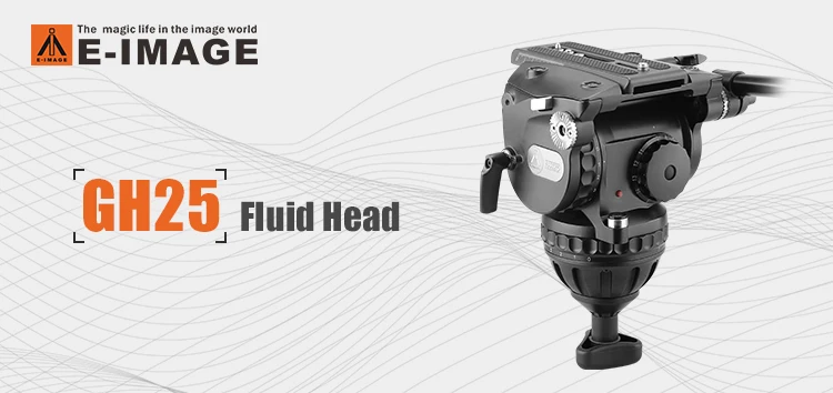 E-IMAGE GH25 100mm Heavy Duty Fluid Video Head with Sliding Plate and 2-Section