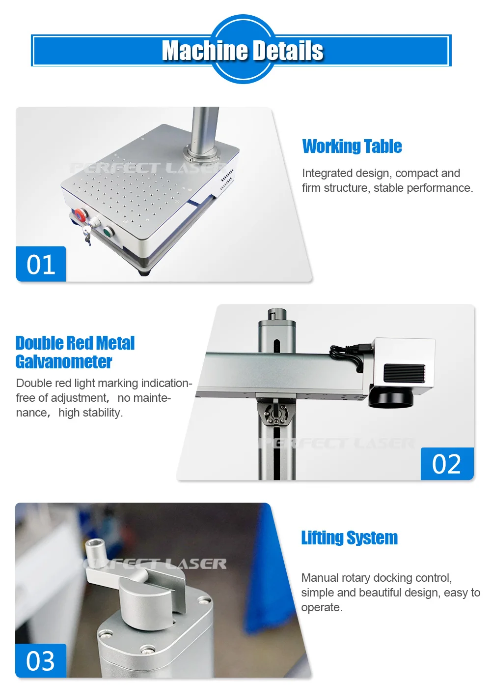 Perfect Laser 110*110mm 20w Portable Desktop Metal Steel Laser
