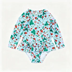 Customizable Long Sleeve UV Kids Swim Top-Spandex/Polyester Breathable & Eco-Friendly for Girls