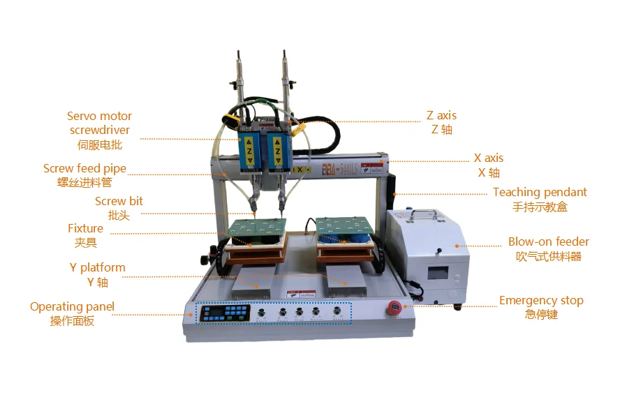 BBA auto screw tightening robot with blow screw feeder 2 screwdriver ...