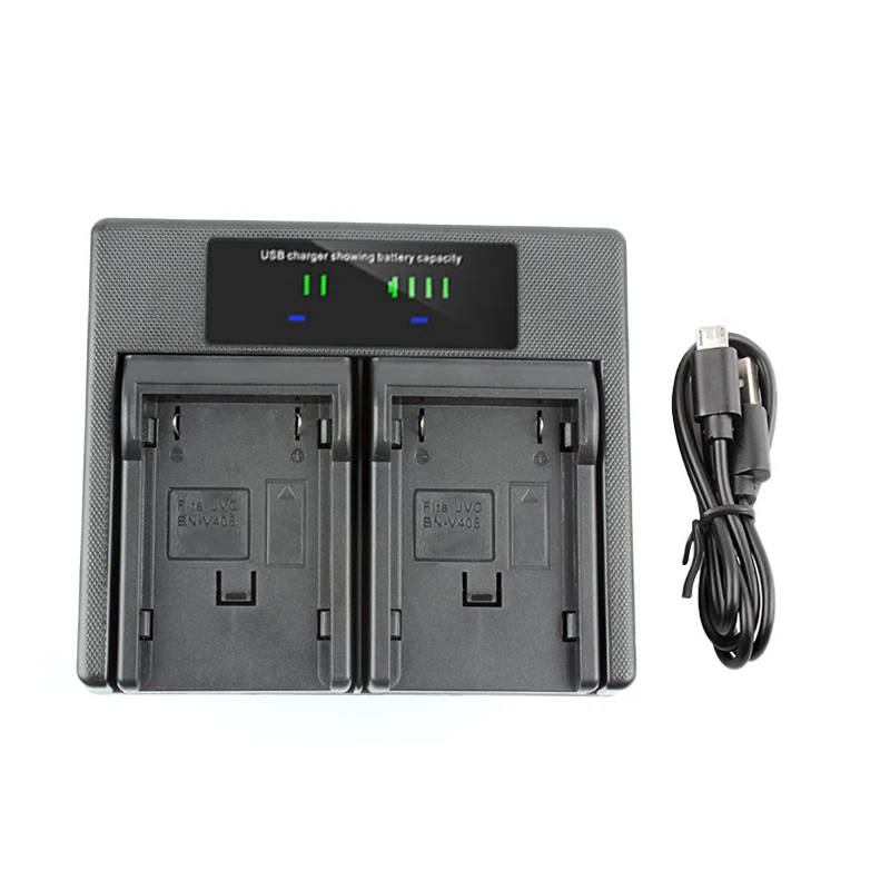 BN-V408 Battery Dual Charger With Micro TYPE-C for JVC BN-V408U BN-V416 GR-D230US GR D30 D30E D30U D30US D31EK D31US D32