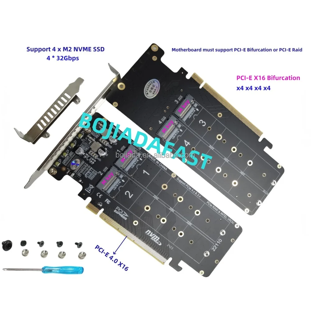 LetLinkSo M.2 PCIe Adapter X16 Gen4 For 4 Ports M2 SSDs Pcie M 2 Expansion Card For 4 M 2 2280 2260 2242 2230 Nvme Ssds M Key
