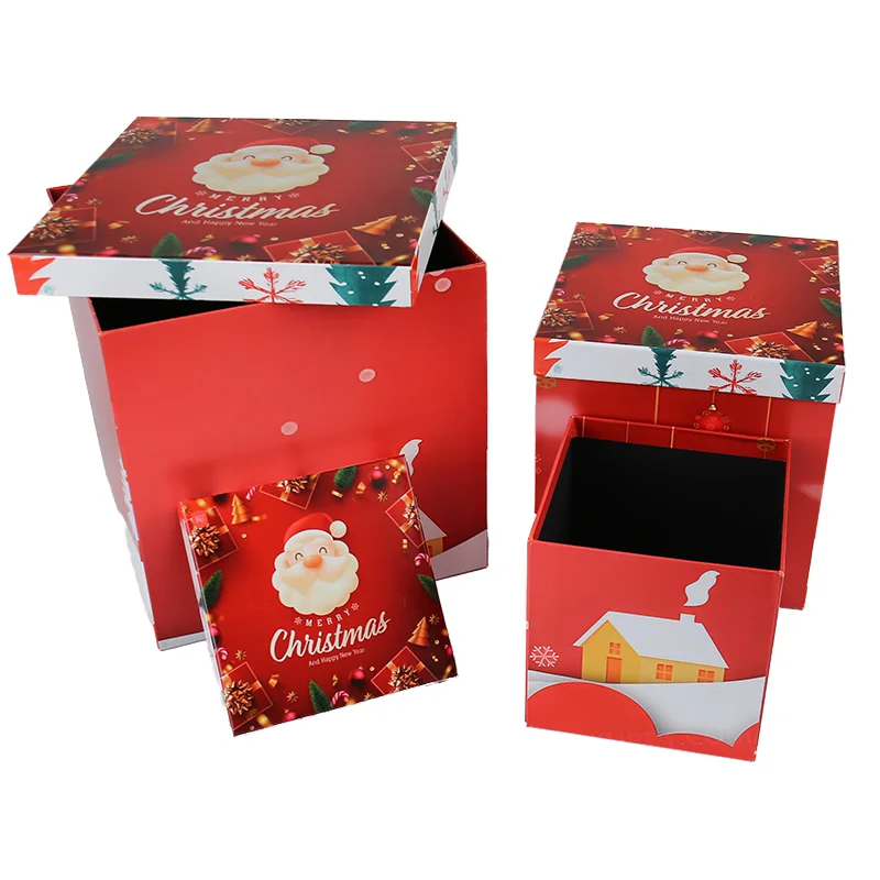 Factory Custom Eco-Friendly Cardboard Paperboard Gift Box with Sponge Liner Embossed Lid and Base for Christmas
