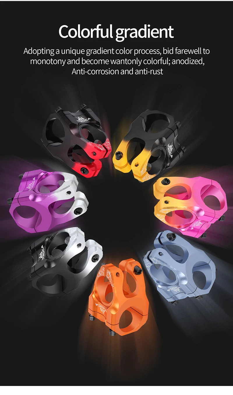 Meroca ME35 Gradient Color 5-Axis for CNC Bicycle Stem 35mm Short Stem with Hollow Design Waterproof & Rustproof Stem Kits