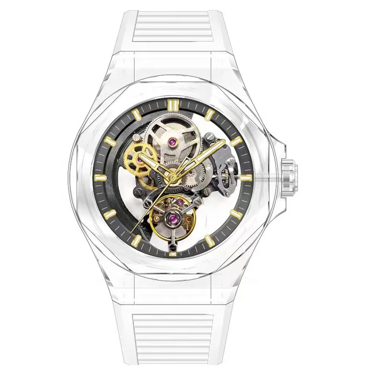 Custom Unbranded Luxury Skeleton Automatic Watches for Men  Sapphire glass Design mechanical Transparent Wristwatch Supplier OEM
