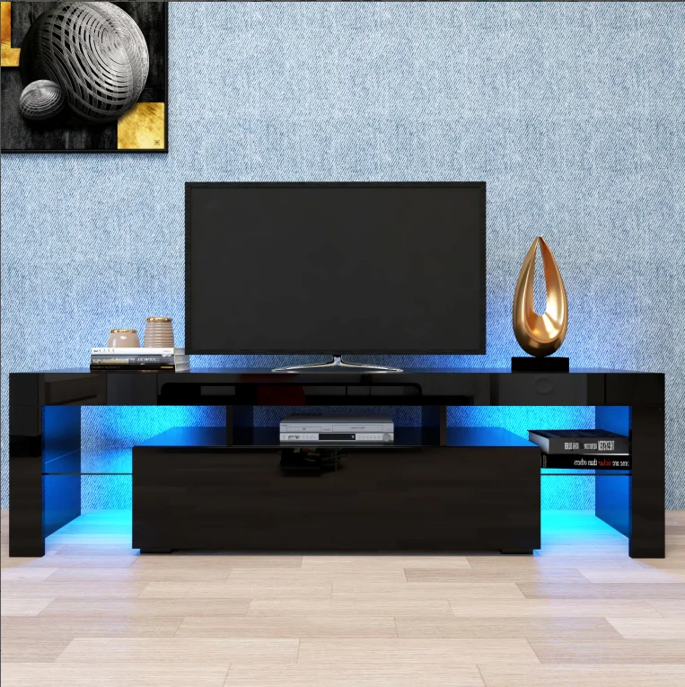 TV  Display Stand with Storage Console With Cabinets and Interior Shelves Home Furniture Cheap and Modern Open She