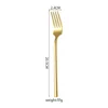 Korean-style round handle - gold dessert spoon