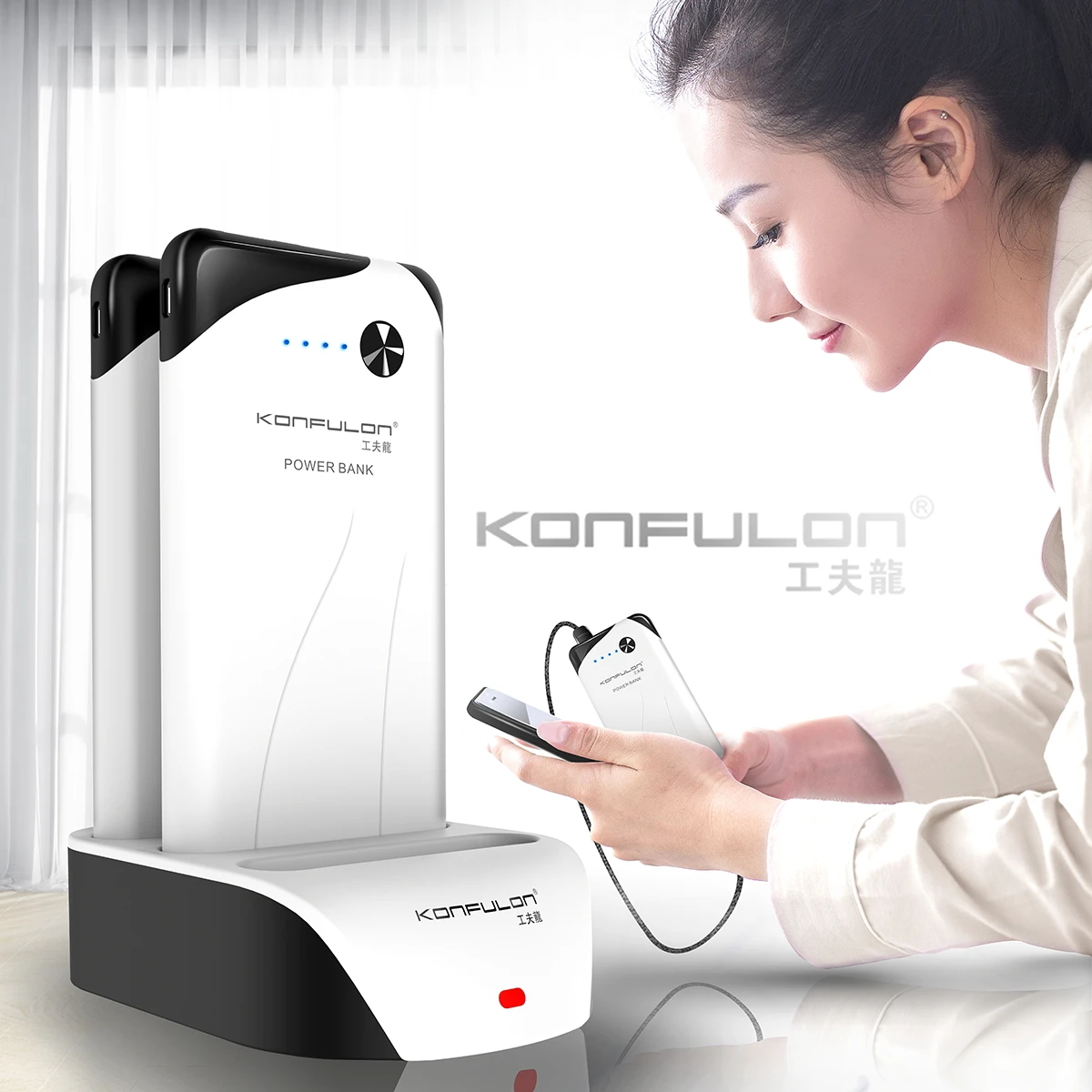 KONFULON 2024 Trending Power Station with 3PCS 10000mAh Portable Rental Power Banks for Household Phone Power Supply