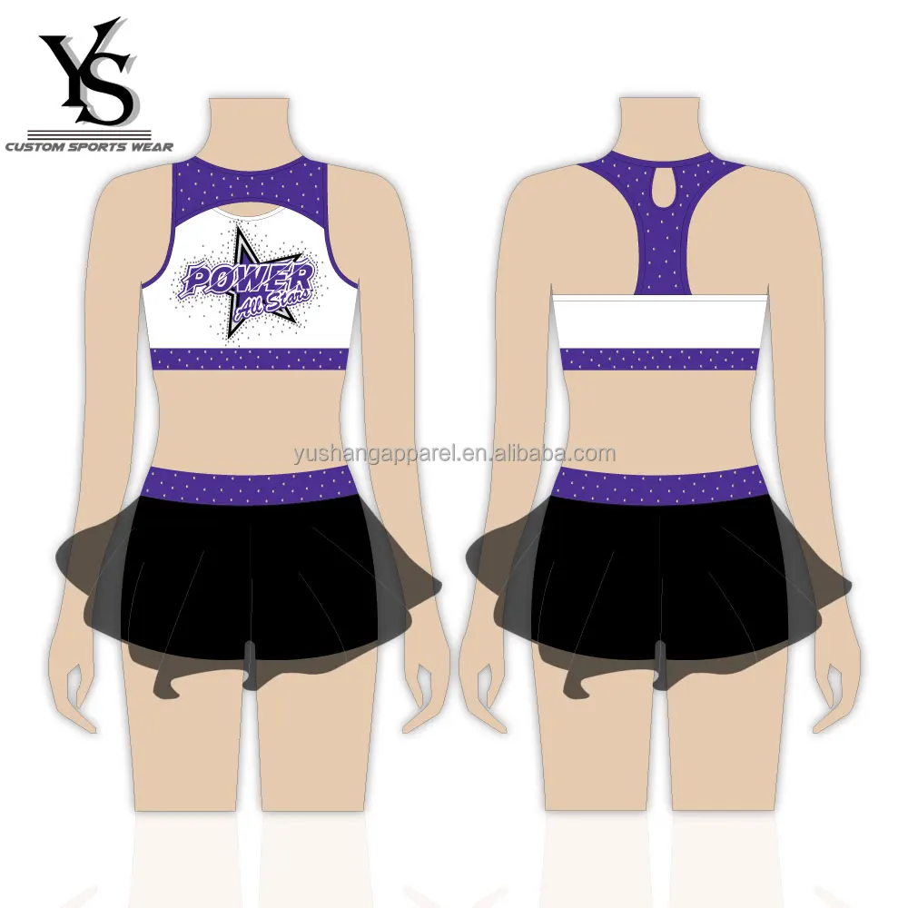 Sublimation Custom Cheer Practice Wear Bra With Mesh Skirt And Shorts ...