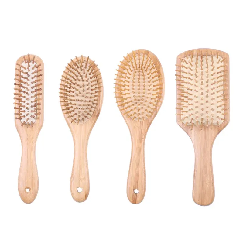 Professional Bamboo Handle Hair Brush With Wooden Pins Air Cushion Comb