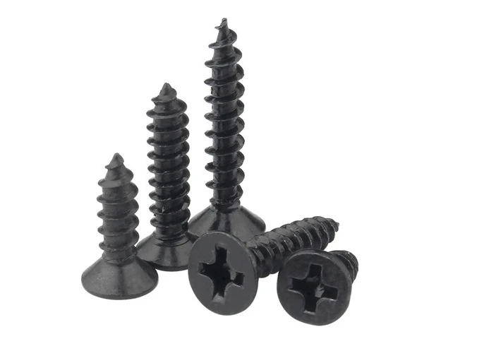 Direct deal carbon steel Cross flat head self tapping screw Black ISO 4mm Black Screws for Wood Box factory